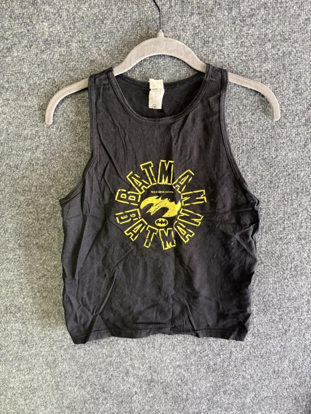 Vintage Batman Tank Top Youth Medium Black DC Comics 1989 Graphic Sleeveless 80s